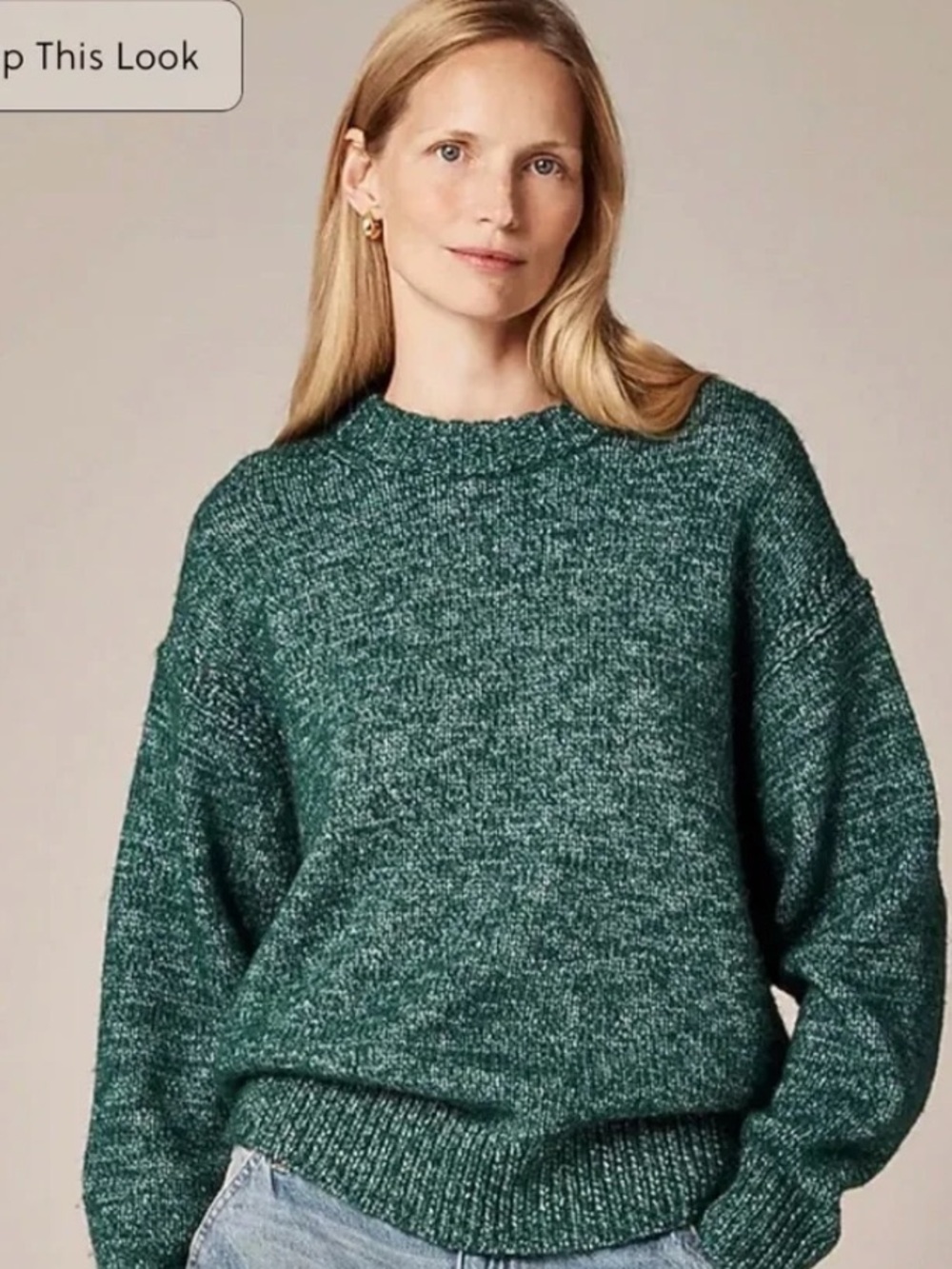 J. Crew Green Relaxed Crewneck Sweater